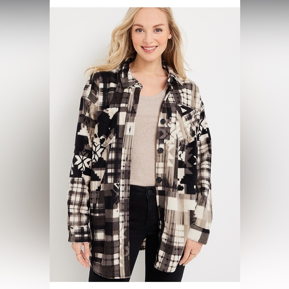 Maurices Jackets & Blazers - Maurices Wilder Plaid Fleece Shacket Size XXL